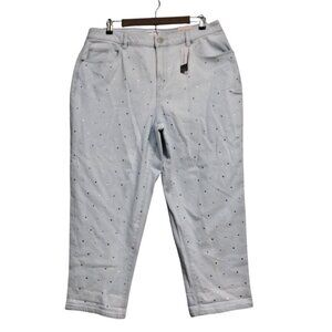 NWT Lane Bryant Jeans Size 16 High Rise Stretch Denim Light Wash Rhinestones